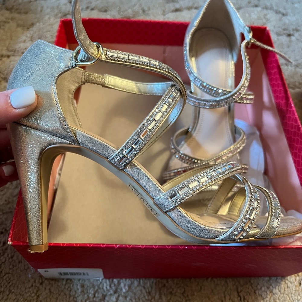 Gold strappy heels